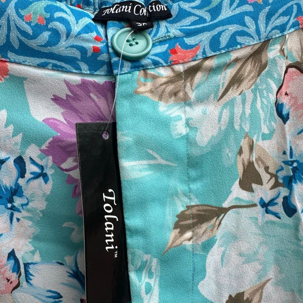 Tolani $198 Floral Print Straight Leg Pants Elastic Waist Pockets Women’s 3X NEW - Picture 12 of 13